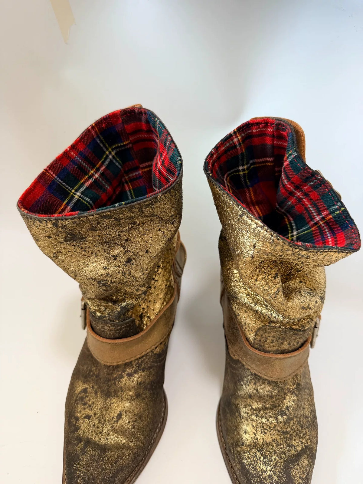 unya Watanabe gold leather boots