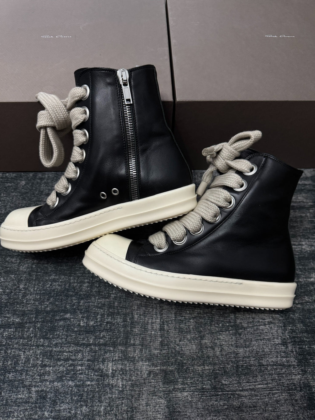 Rick Owens Thick-Lace High-Top Sneakers