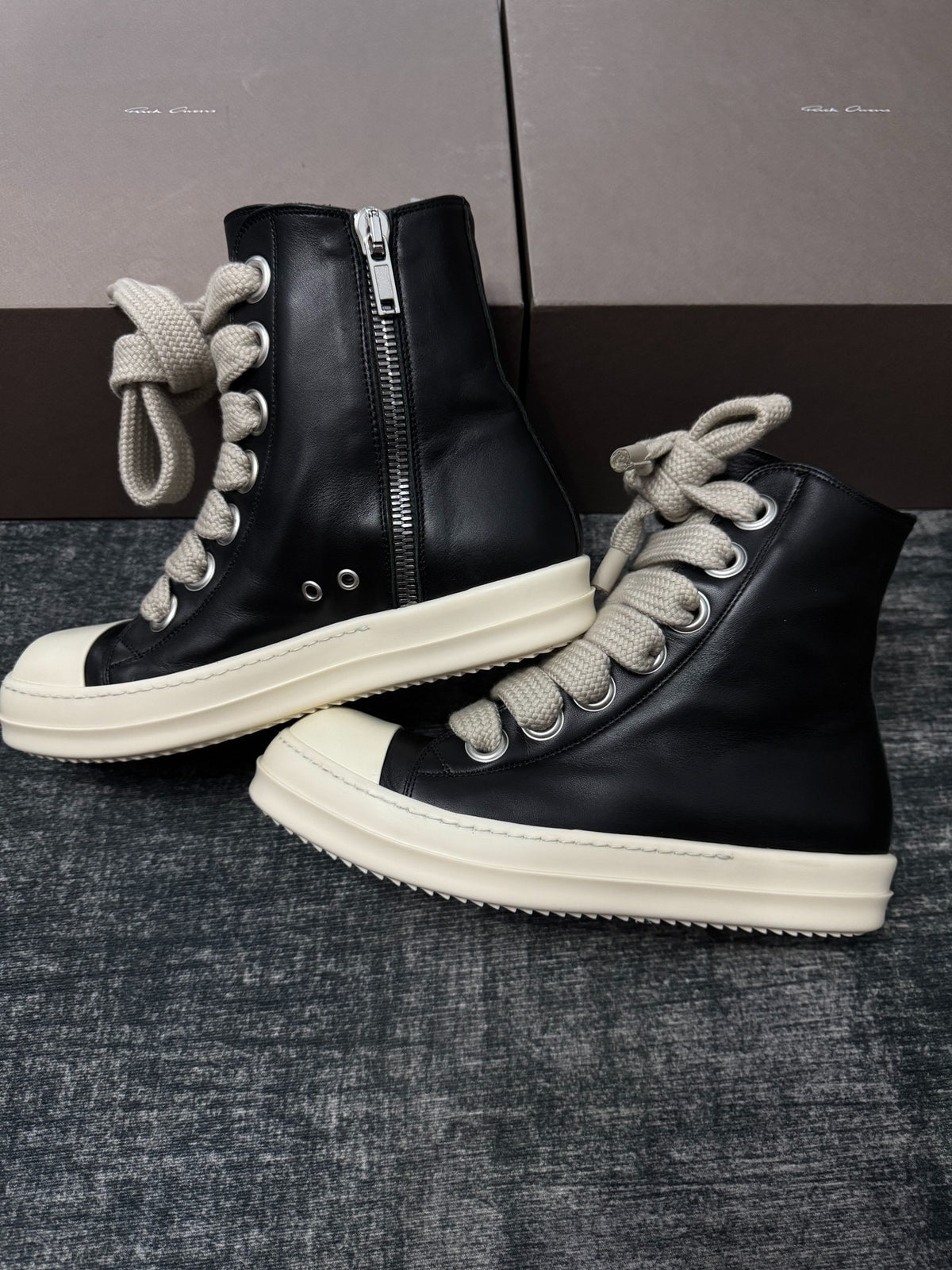 Rick Owens Thick-Lace High-Top Sneakers