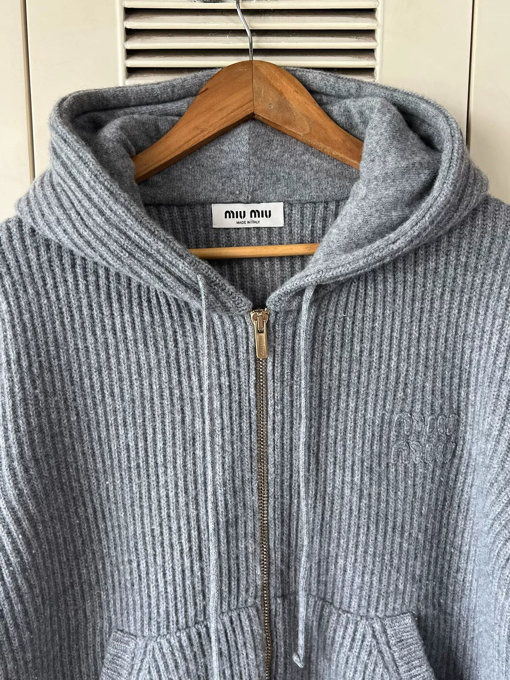 Miu Miu Cashmere Hooded Knit Cardigan