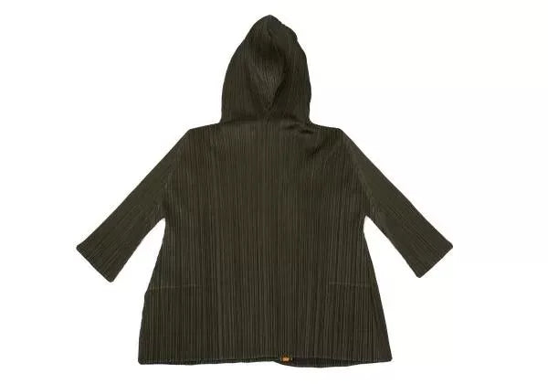 Issey Miyake Vintage Green Floral Hooded Pleated Top