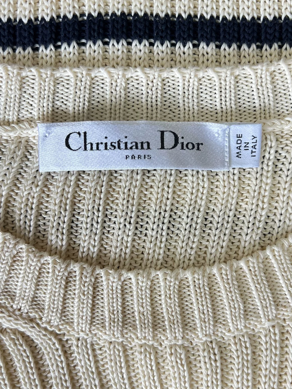 Dior Black and White Striped Five-Pointed Star Knit Sweater