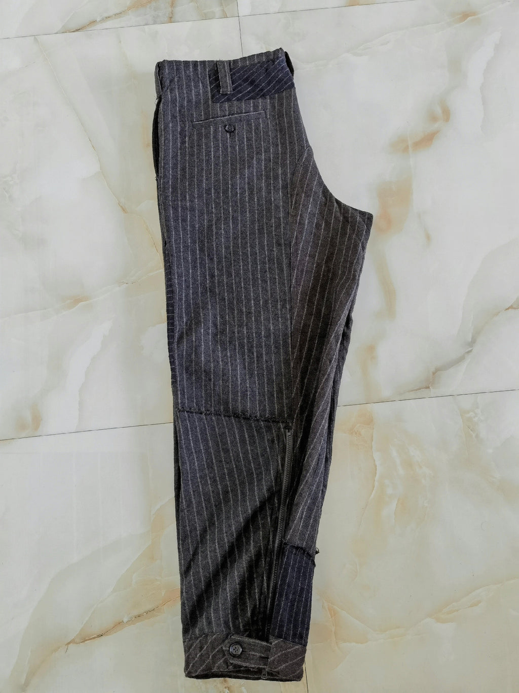 Yohji Yamamoto wool distressed patchwork triple-wear trousers