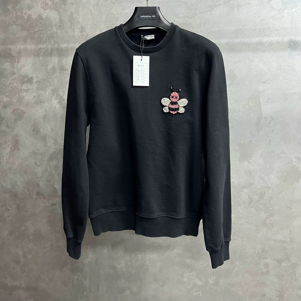 Dior Black Rhinestone Crew Neck Sweater
