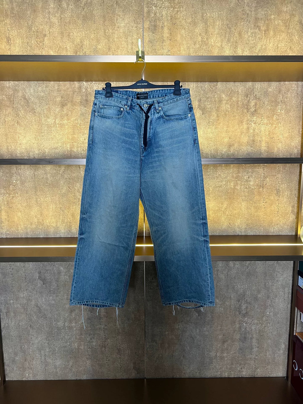 Balenciaga Black Drawstring Denim Jeans