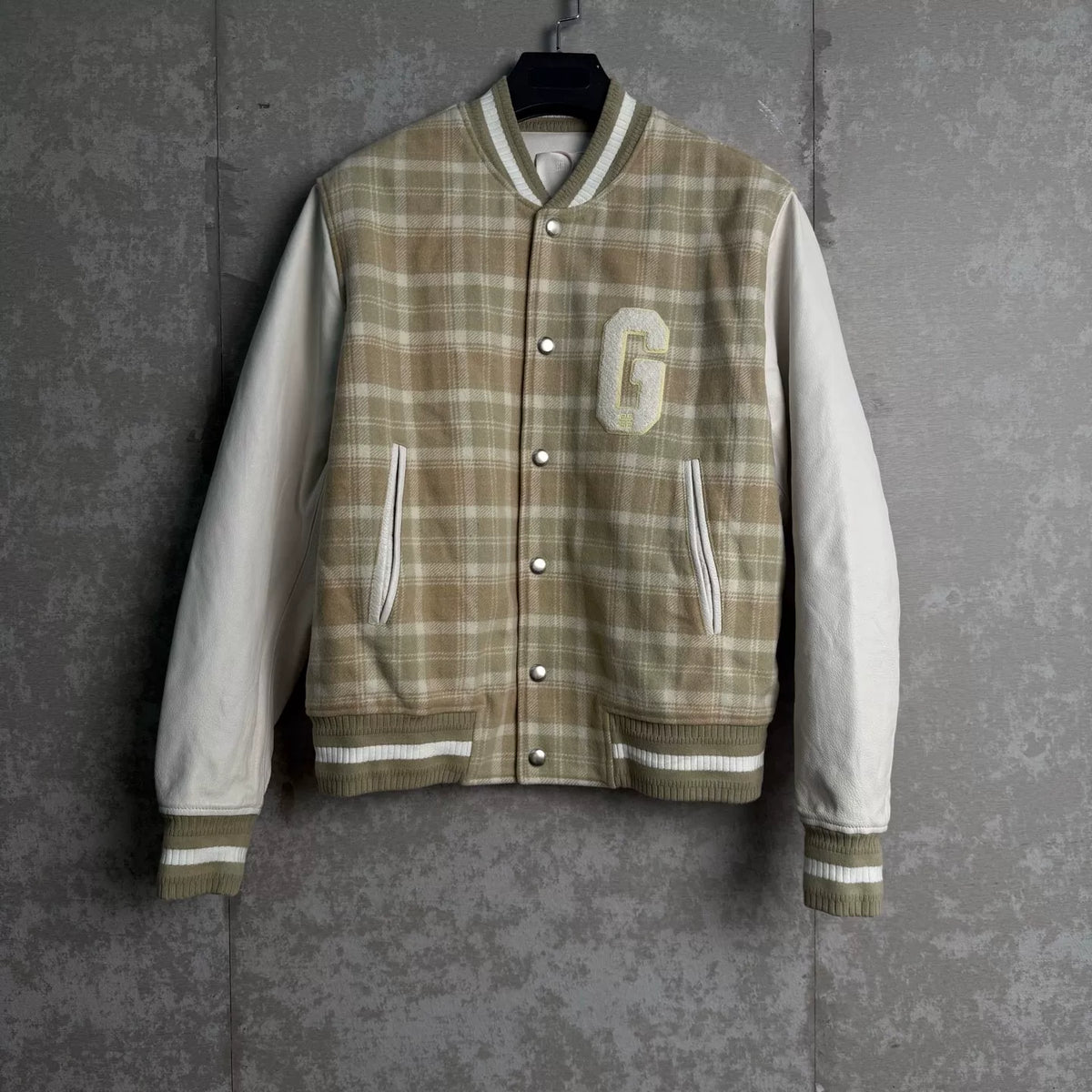 Givenchy Plaid Varsity Leather Wool Jacket