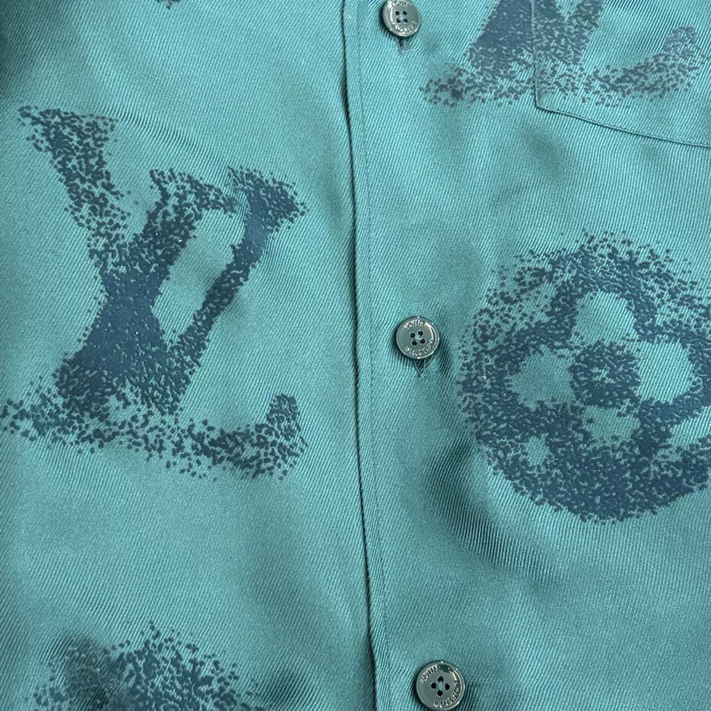 Louis Vuitton LV Green Monogram Button-Down Long-Sleeve Jacket Shirt