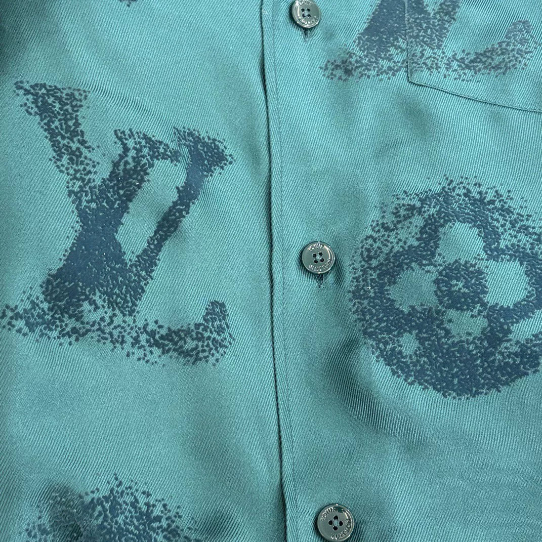 Louis Vuitton LV Green Monogram Button-Down Long-Sleeve Jacket Shirt