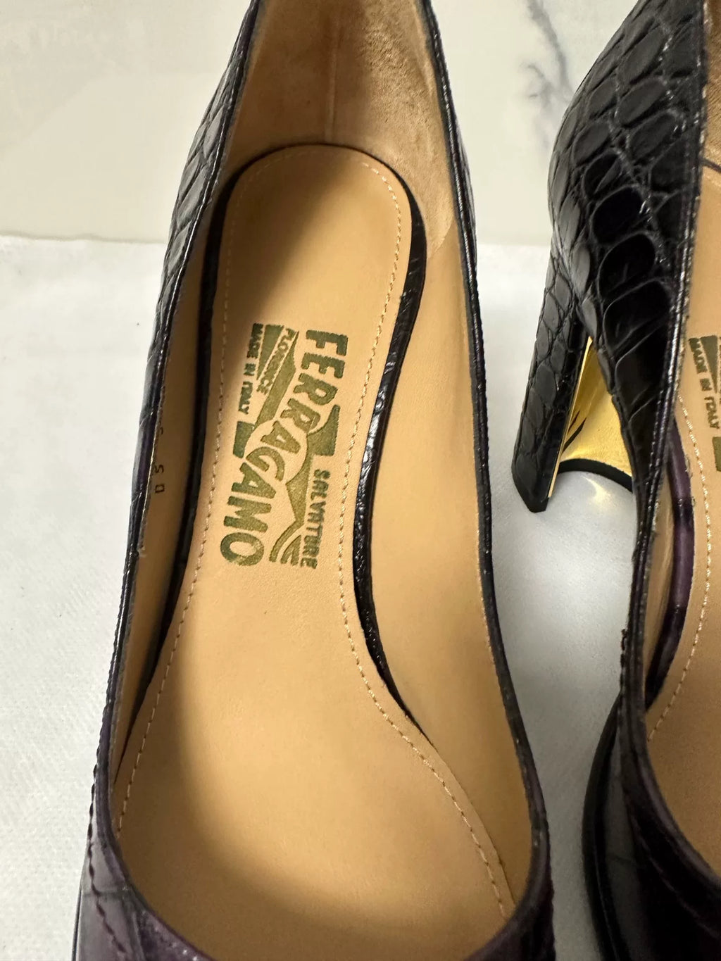Ferragamo crocodile print Heels