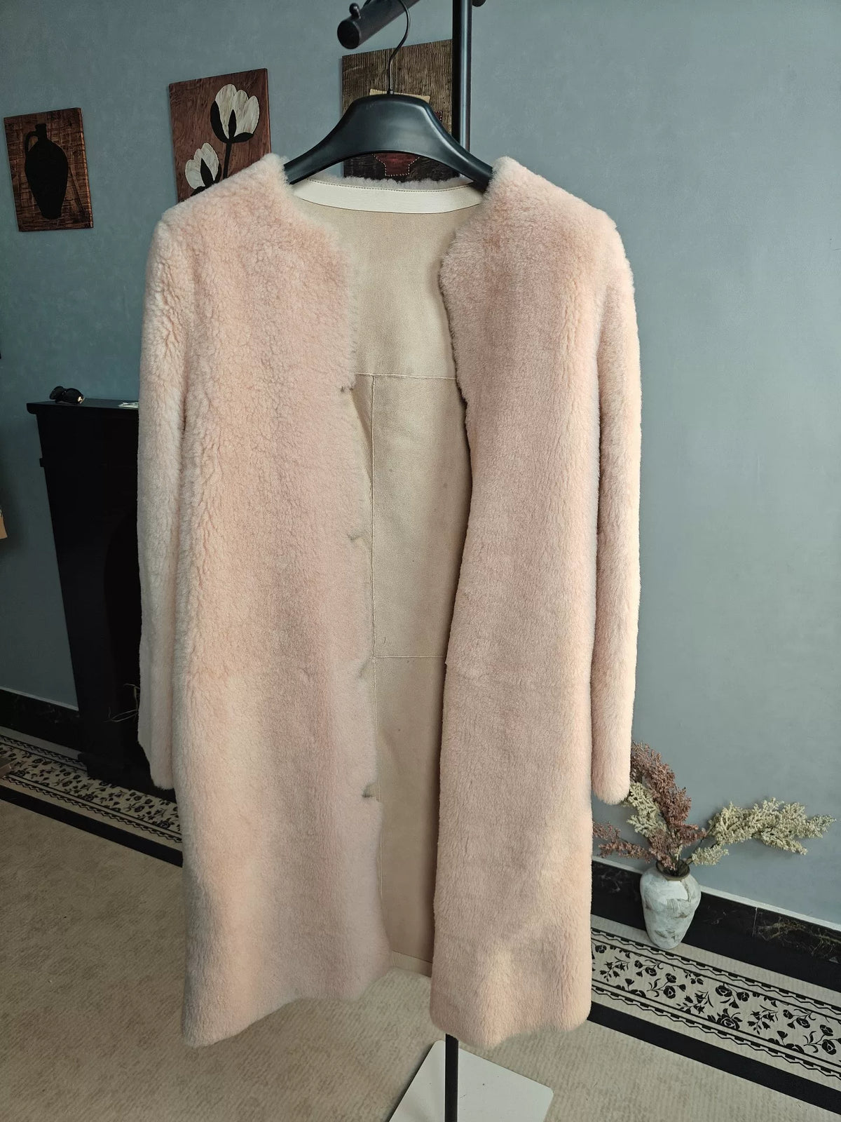 Bottega Veneta Pink Shearling Long Coat