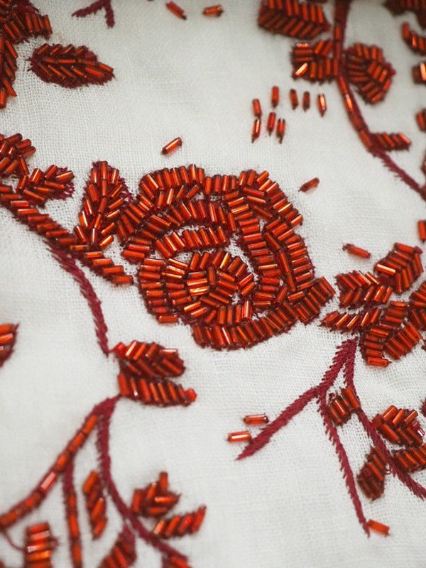 Dries Van Noten SS00 Beaded Floral Linen Skirt