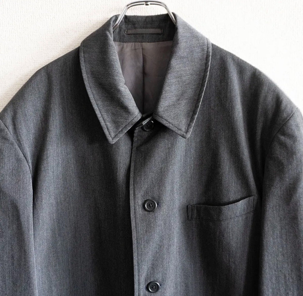 Yohji Yamamoto 1990s Charcoal Grey Stand-Collar Wool Coat
