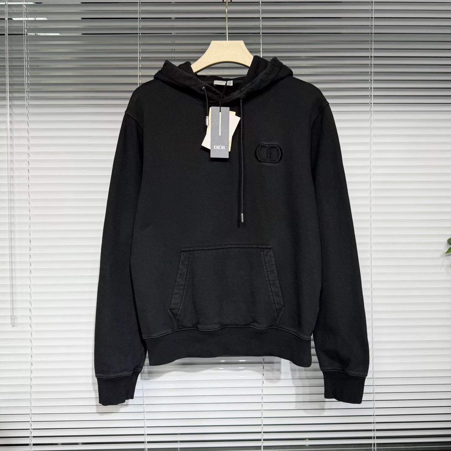 Dior Hooded Essentials CD Embroidered Logo Cotton Black Hoodie