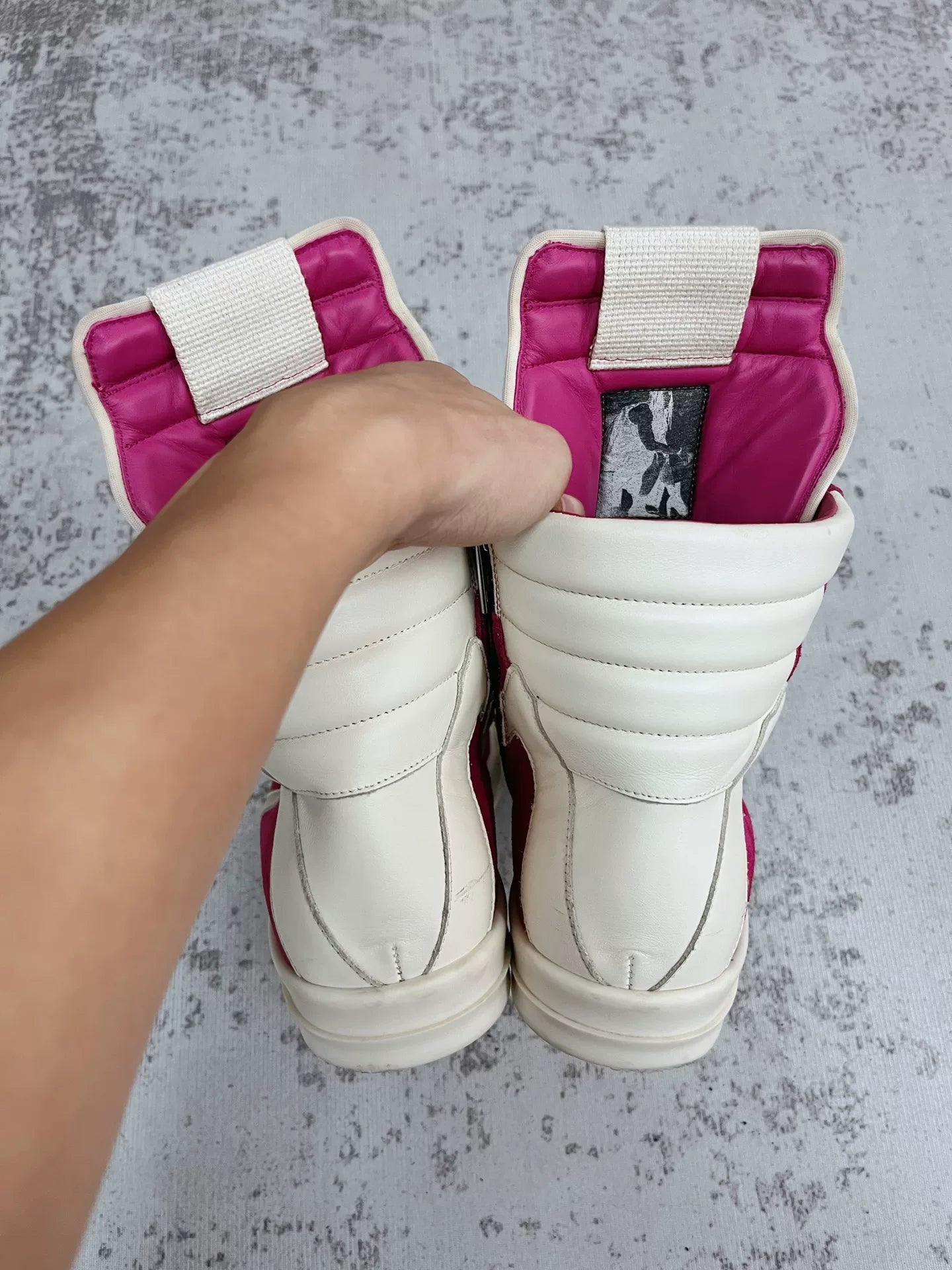 Rick Owens Women's Geobasket Sneakers in Fuschia/Milk