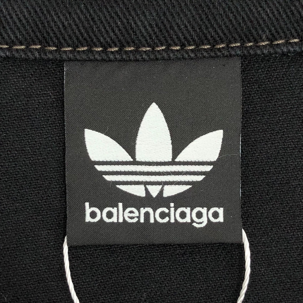 Balenciaga × Adidas Black Side Stripe Cotton Collared Single-Button Denim Jacket