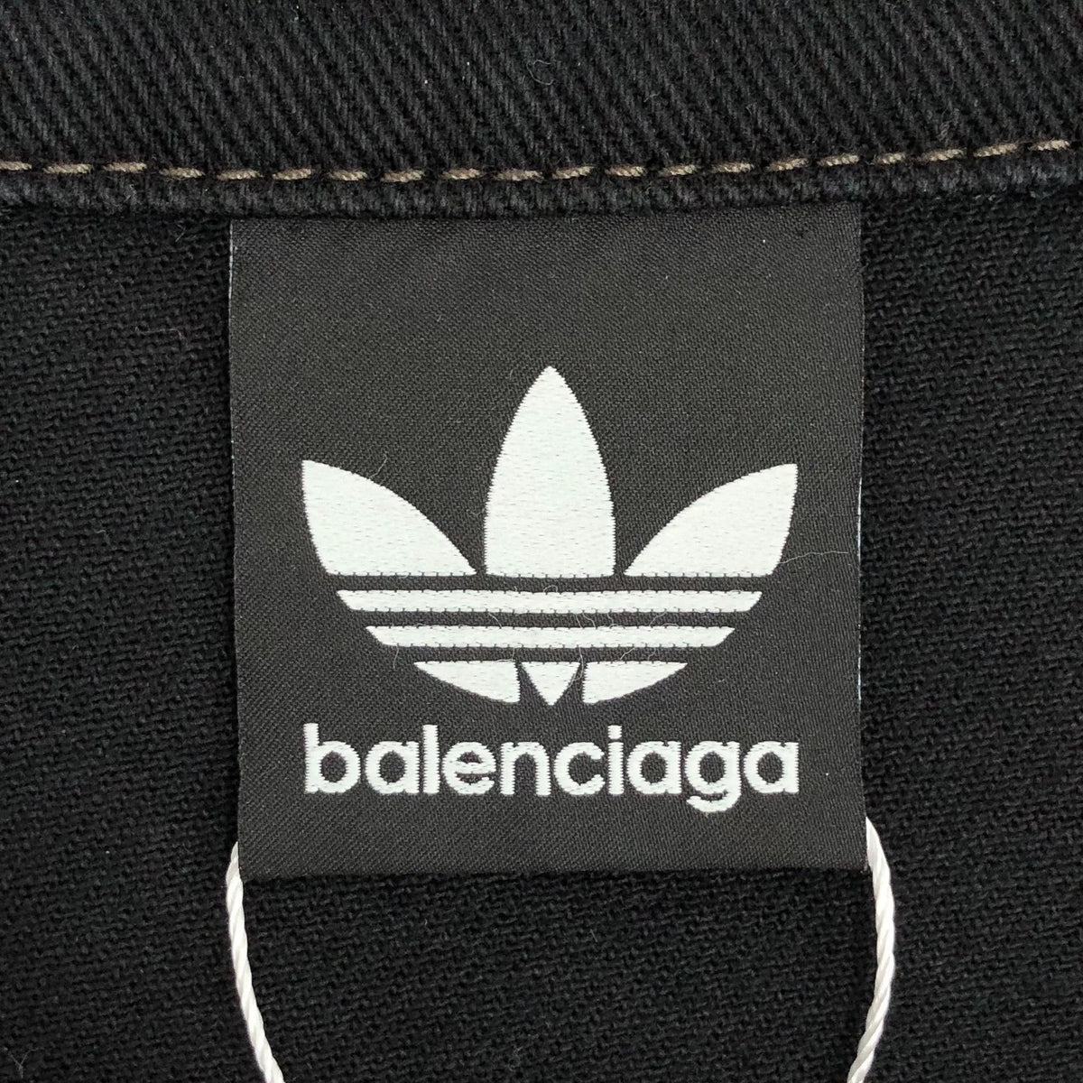 Balenciaga × Adidas Black Side Stripe Cotton Collared Single-Button Denim Jacket