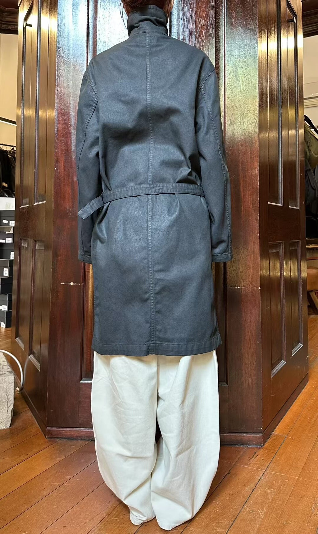 Lemaire FW25 Charcoal Grey Coal Straight Belted Cotton Coat