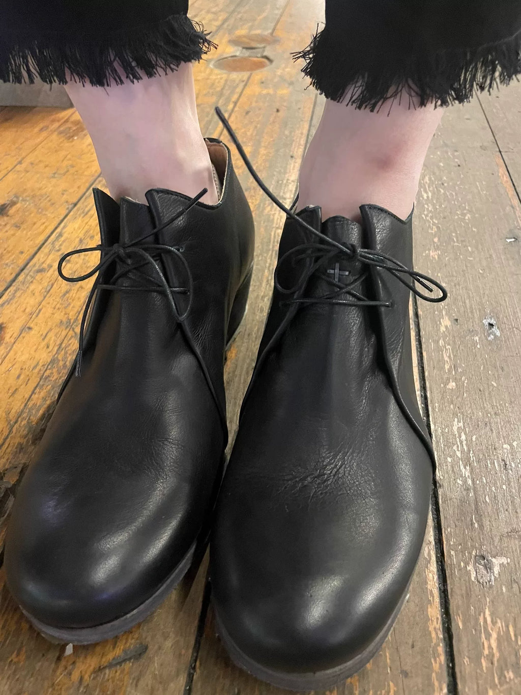M.A+ SS18 Black Double Fold Derby Leather Shoes