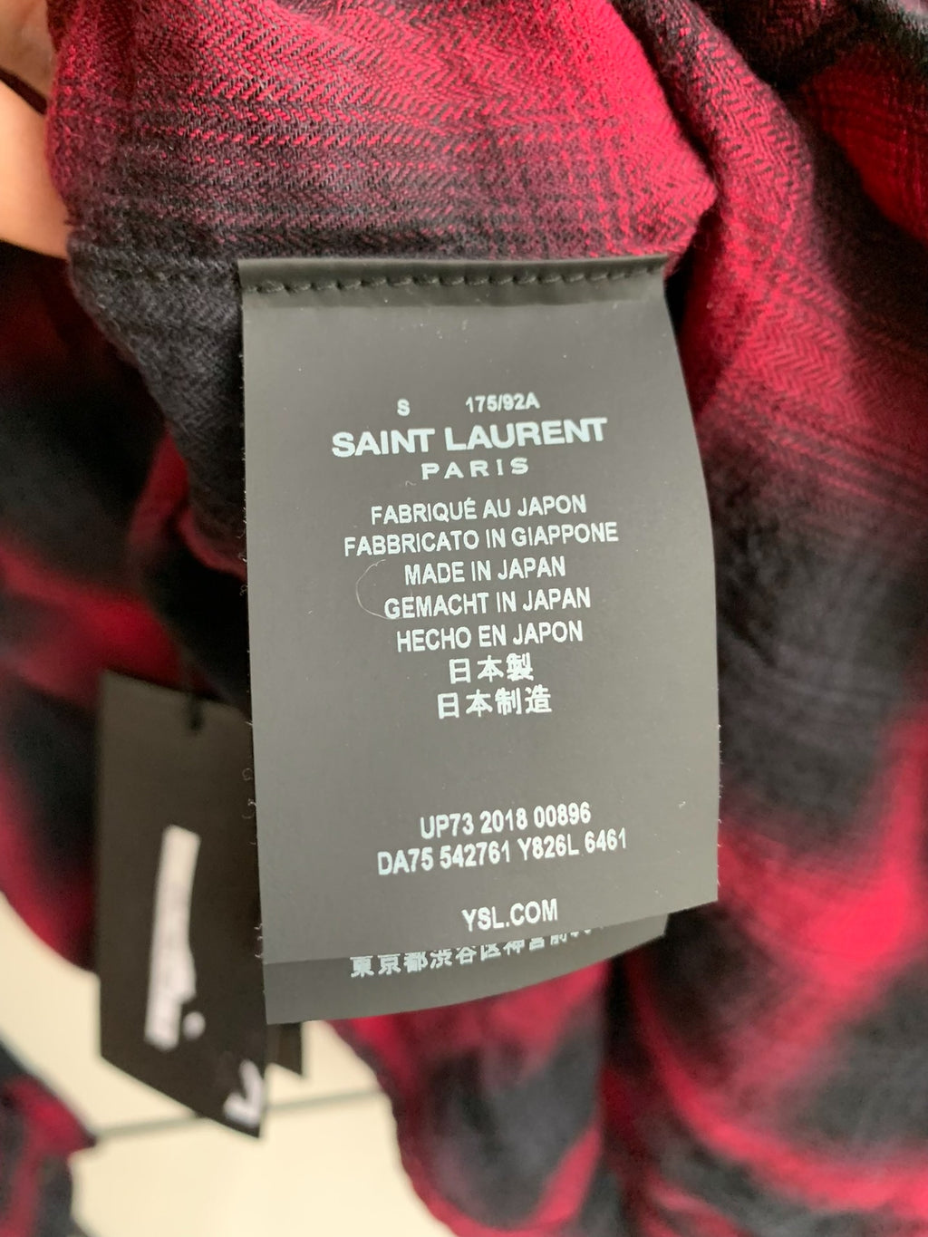 Saint Laurent Red Black Plaid Shirt