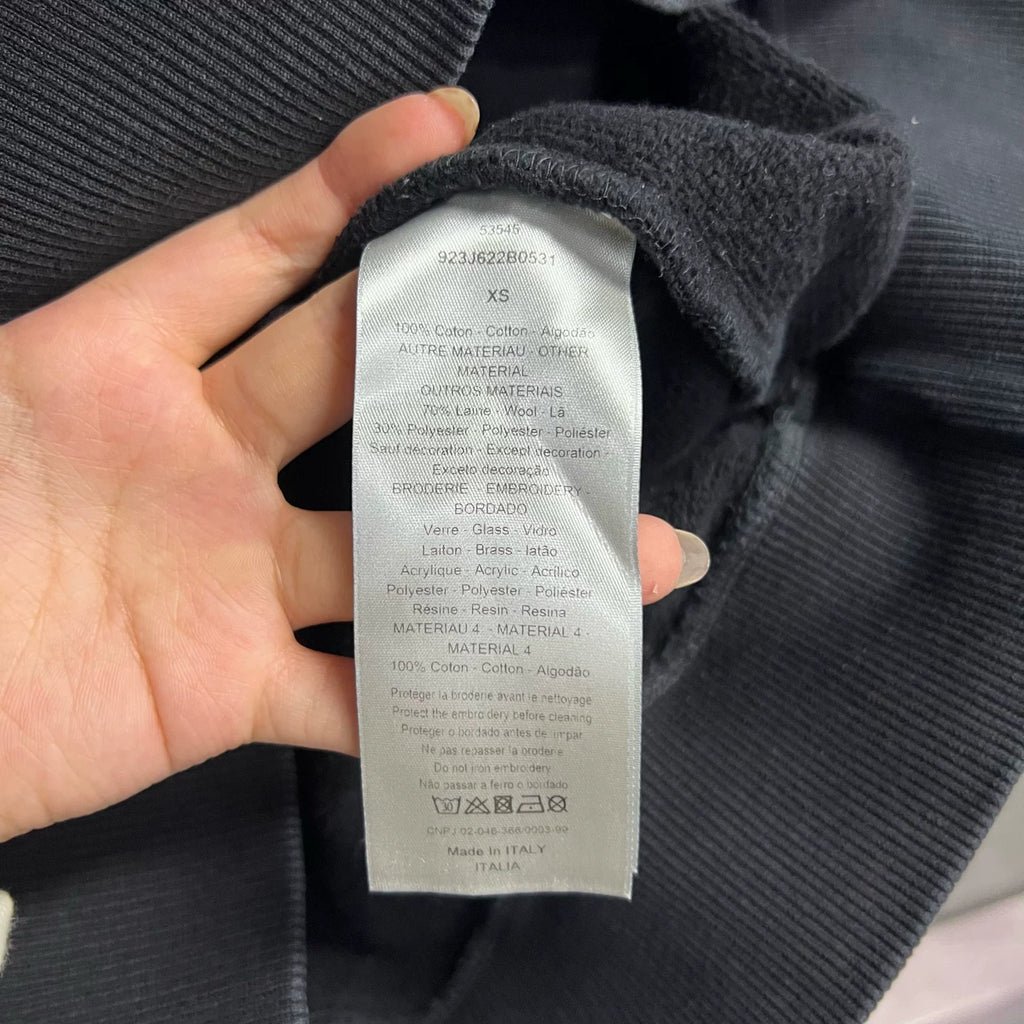 Dior Black Rhinestone Crew Neck Sweater