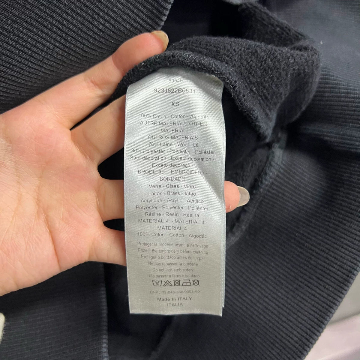 Dior Black Rhinestone Crew Neck Sweater