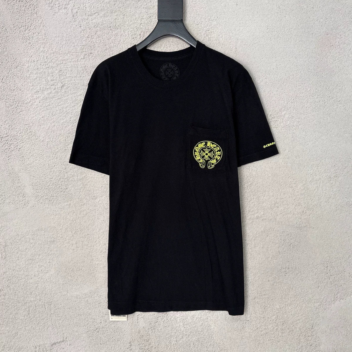 Chrome Hearts Black Fluorescent Green Horseshoe Short Sleeve Top
