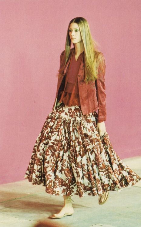 Dries Van Noten SS00 Beaded Floral Linen Skirt