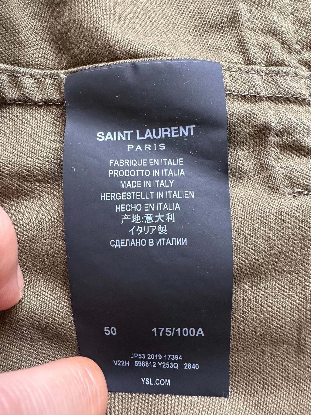 Saint Laurent military hunter jacket by Anthony Vaccarello