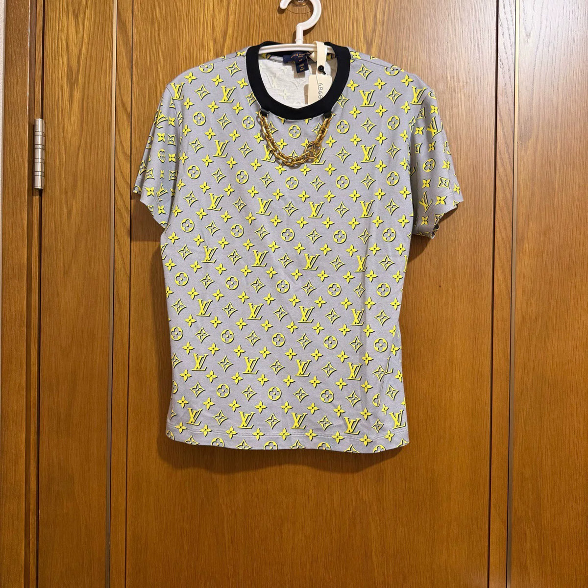 Louis Vuitton Fluorescent Yellow Chain Print Short Sleeve Top