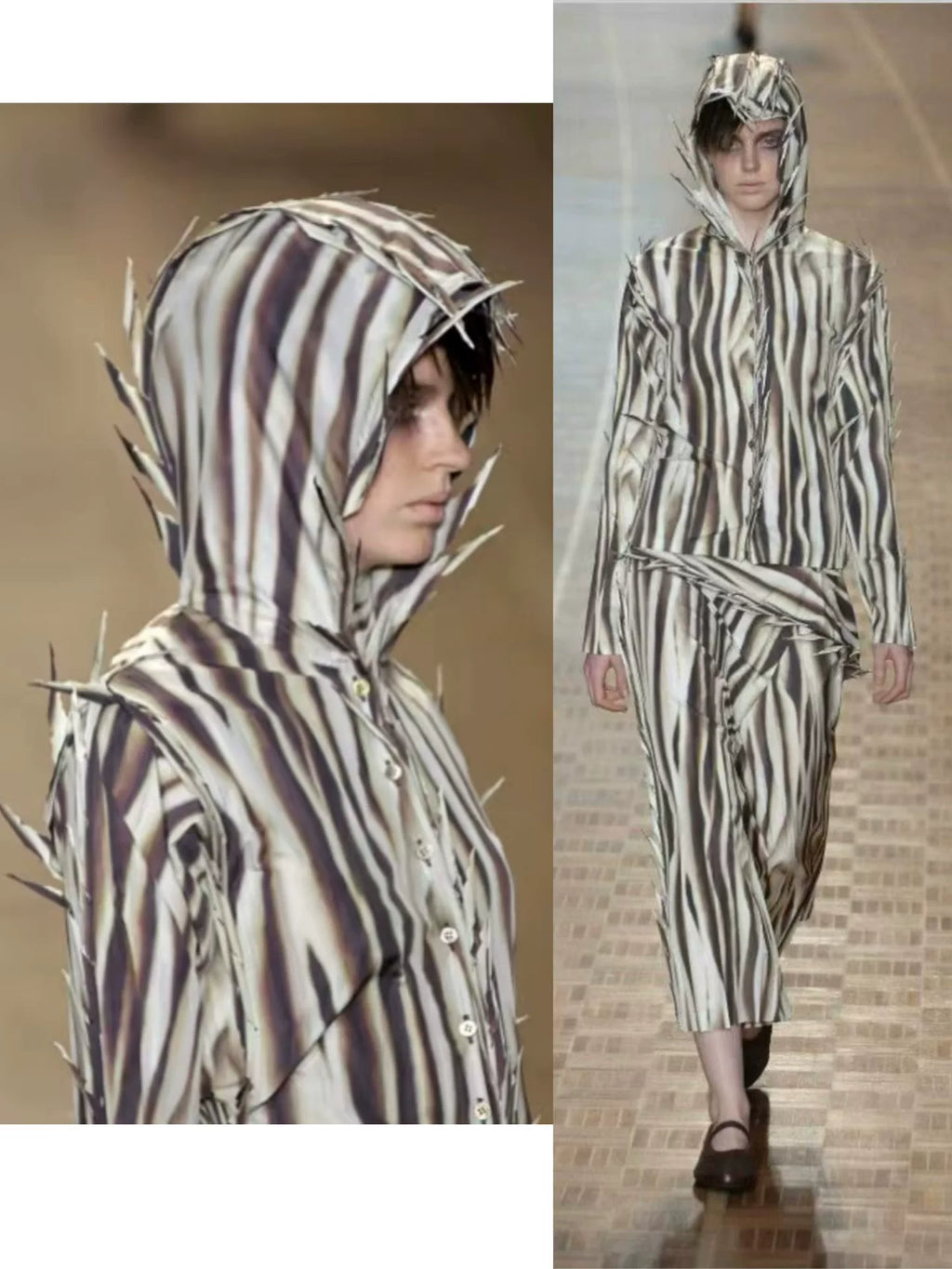 Issey Miyake 2007 runway thorn hooded shirt