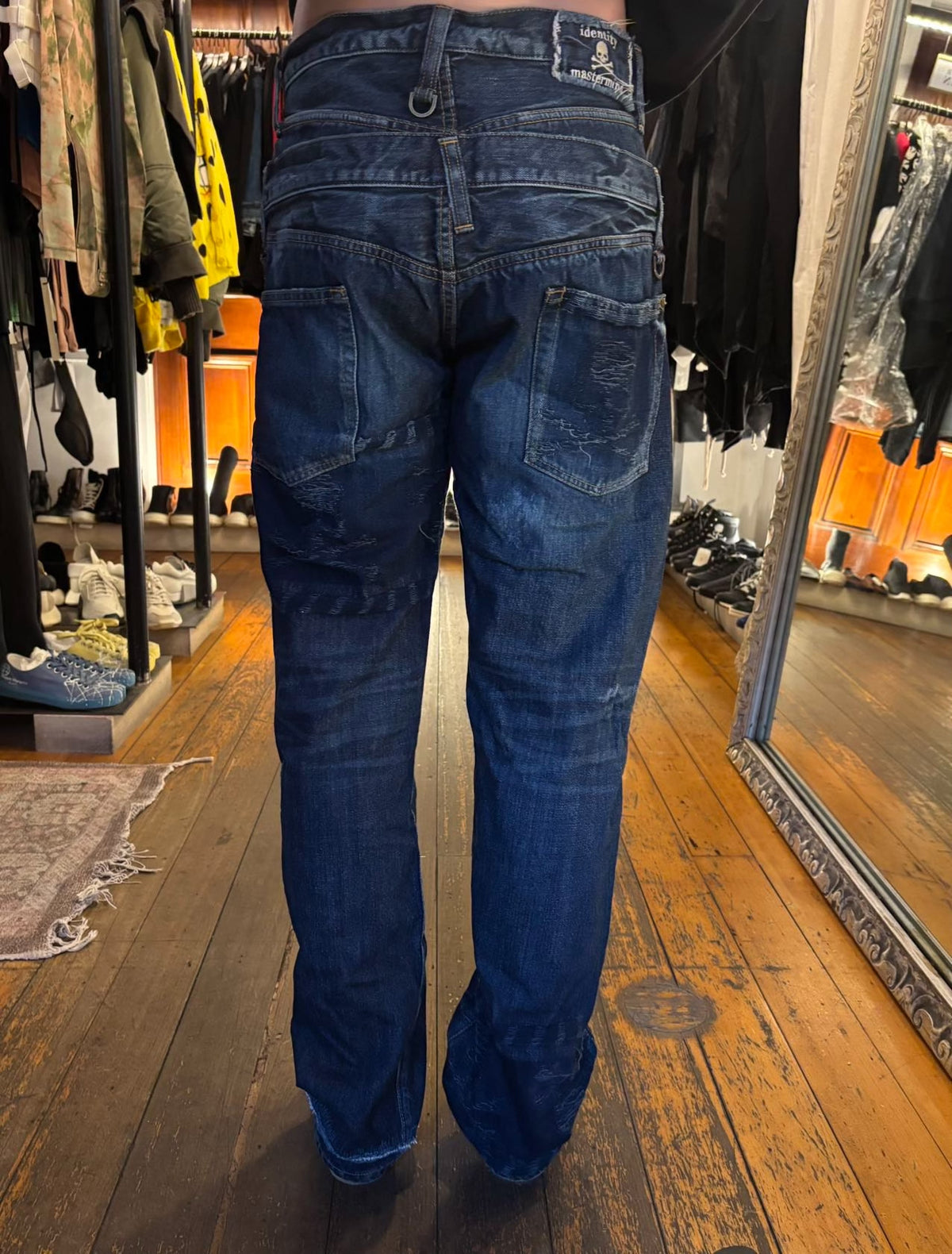 mastermind Japan SS12 SizeS Indigo Identity Double Waist Washed Denim Jeans