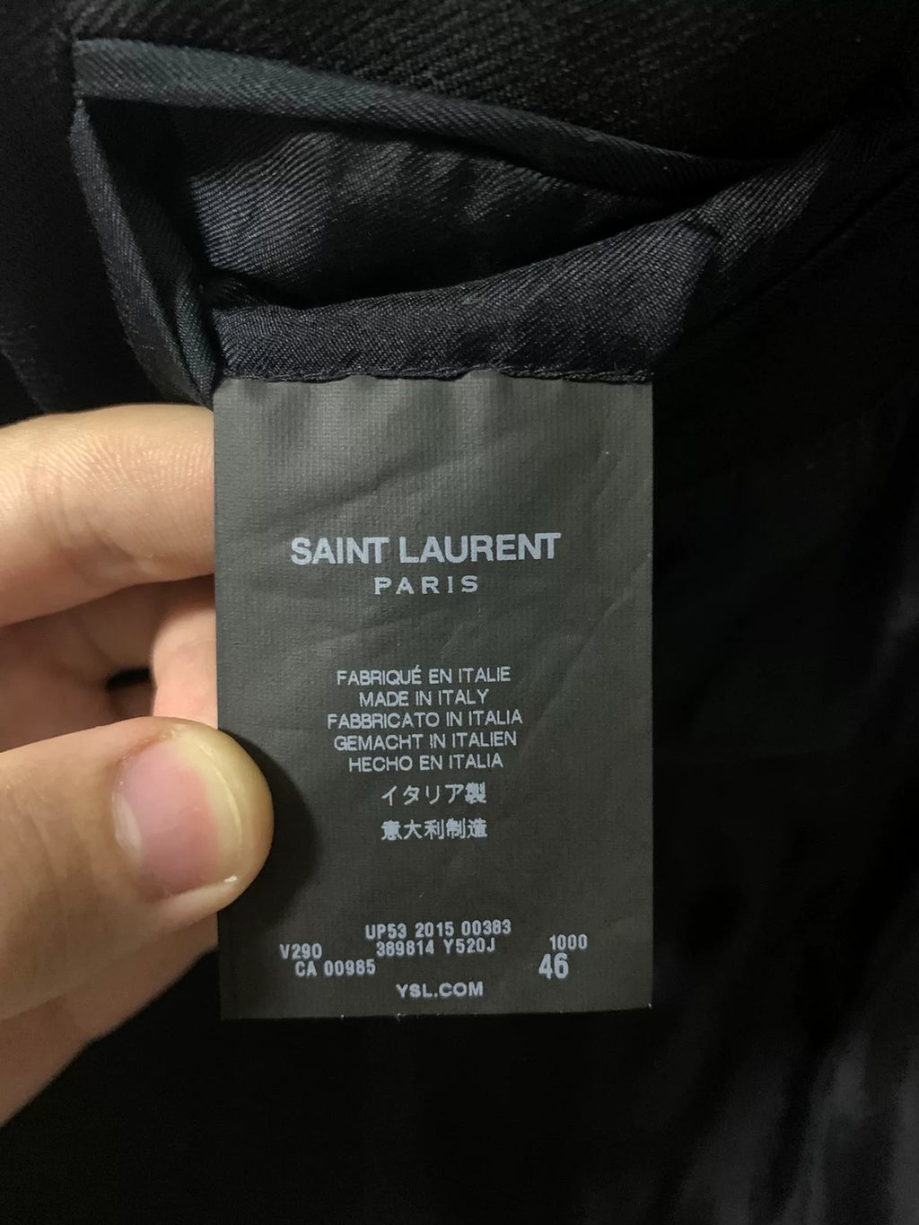 Saint Laurent 15FW Runway Black Contrast Stitching Peak Lapel Suit