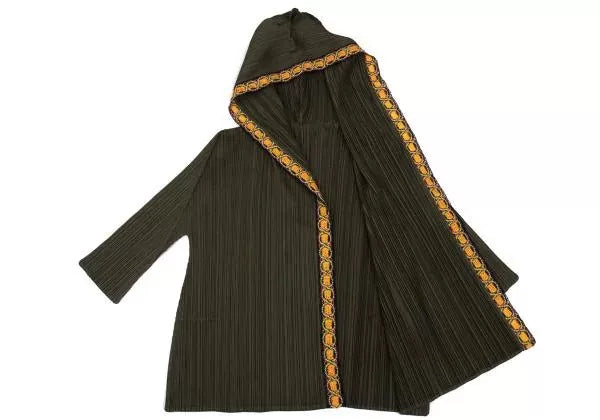 Issey Miyake Vintage Green Floral Hooded Pleated Top