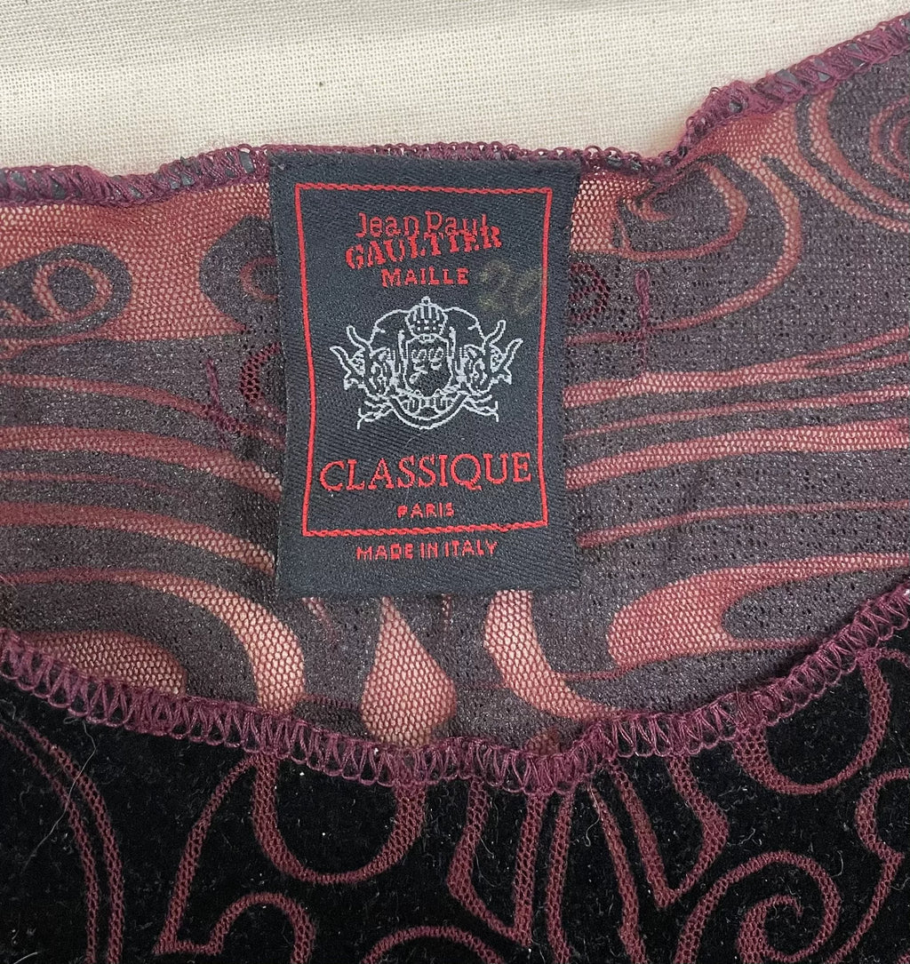 1996 Spring/Summer Jean Paul Gaultier Cyberbaba Cyber Hippie Tribal Tattoo Mesh Tattoo Top