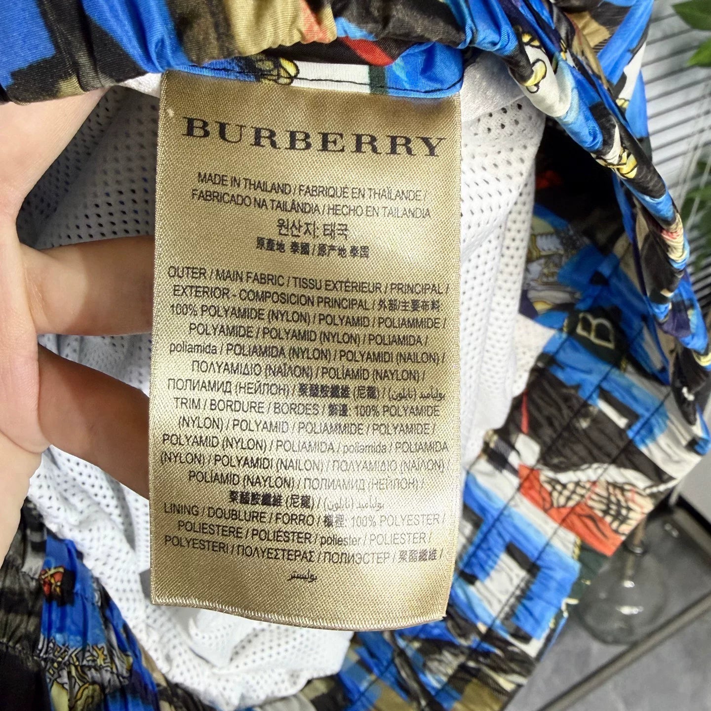 Burberry Logo All-Over Print Stand Collar Blue Jacket