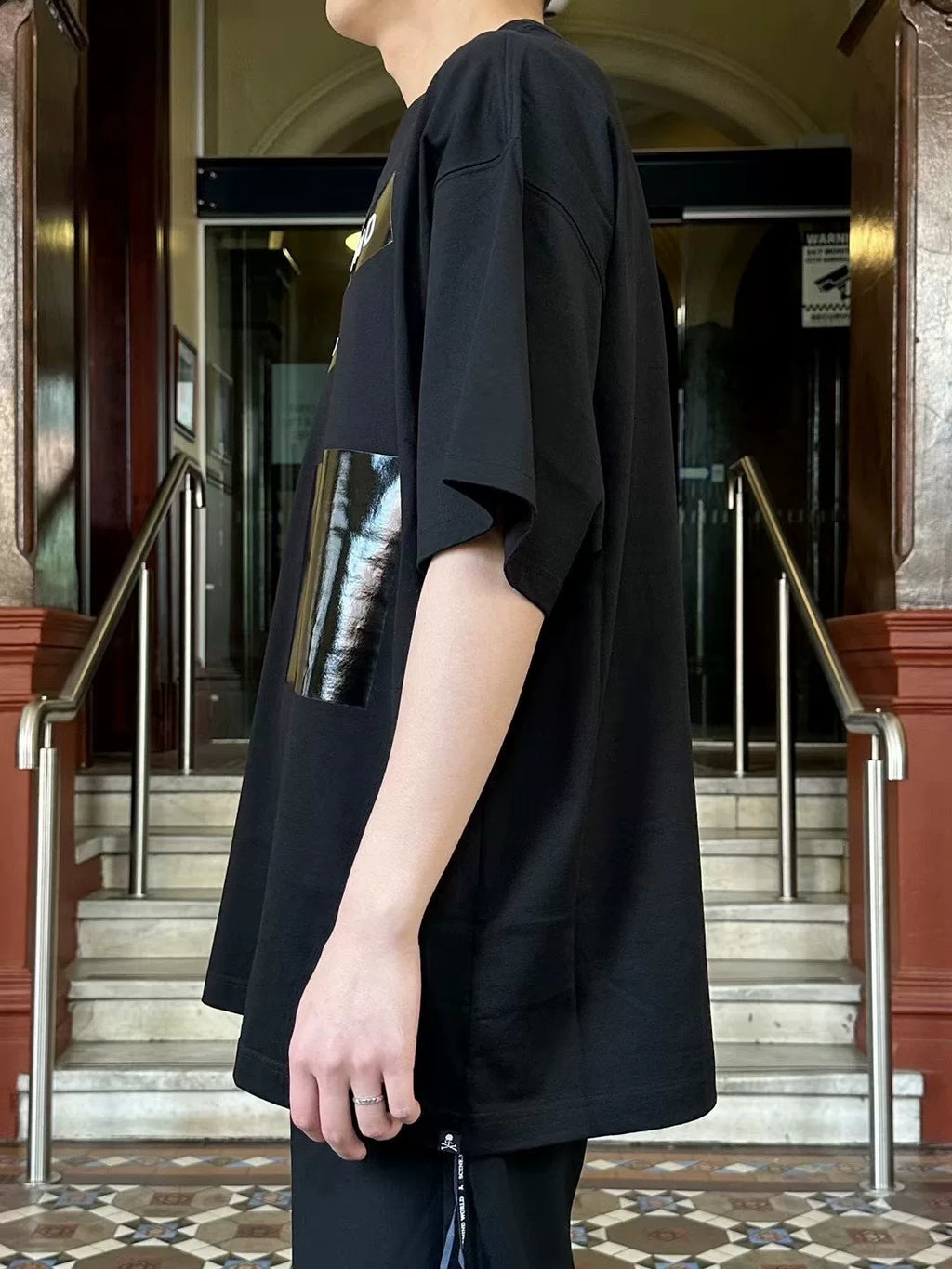 Mastermind World FW23 Black WINDFLAW Boxy Taped Suvin Giza Cotton T-Shirt