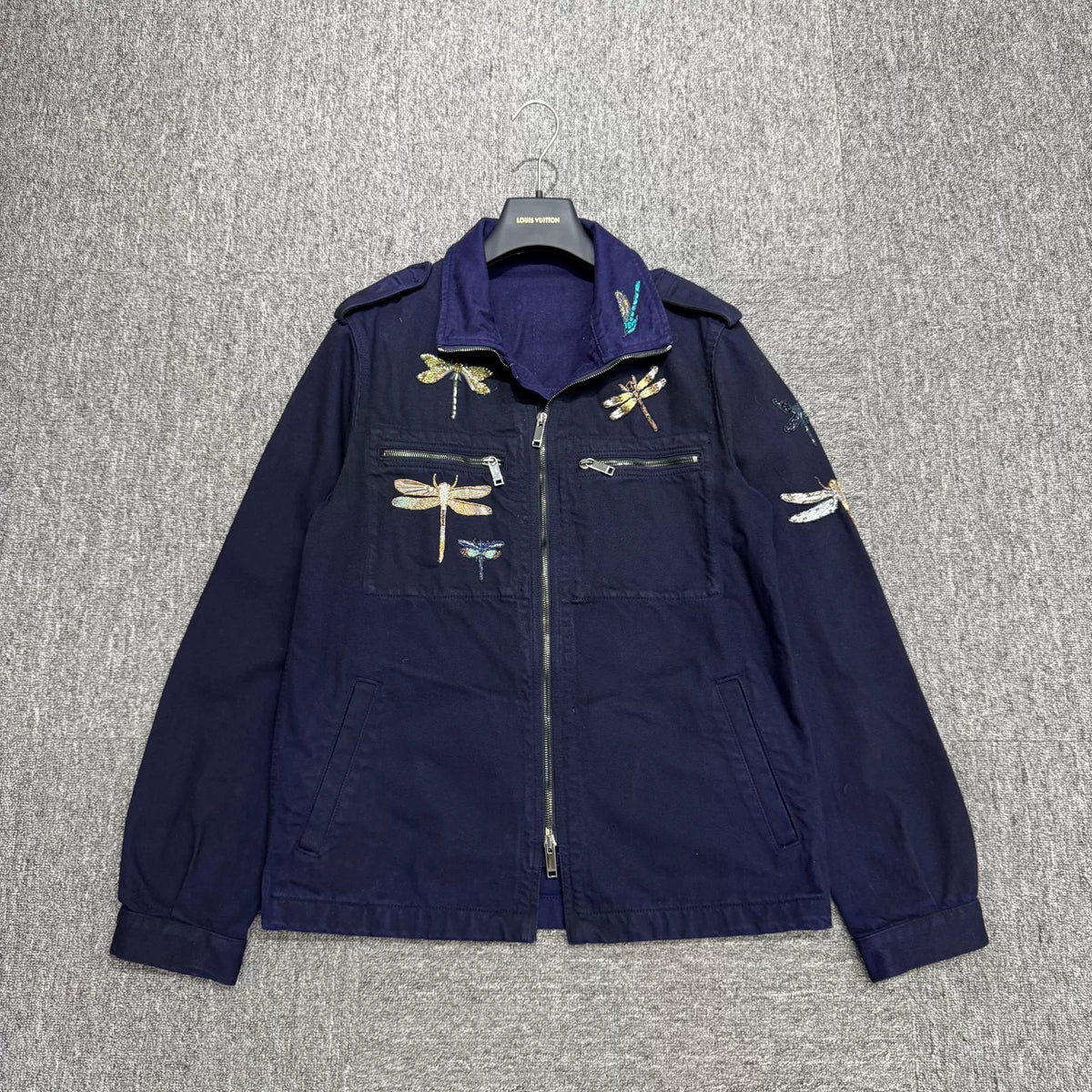 Valentino Beaded Embroidered Dragonfly Denim Jacket