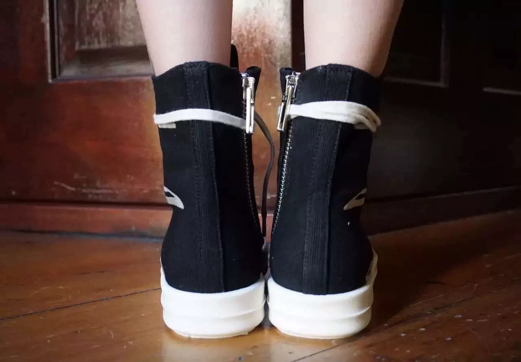 Rick Owens SS16 Black Cyclops Three-Eye Embroidered Vegan Canvas Large Converse Sneakers