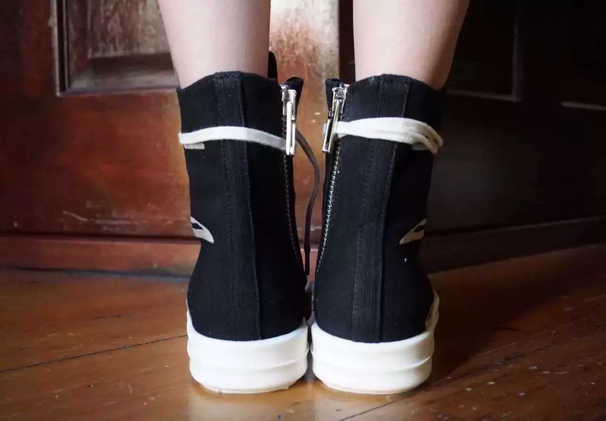 Rick Owens SS16 Black Cyclops Three-Eye Embroidered Vegan Canvas Large Converse Sneakers
