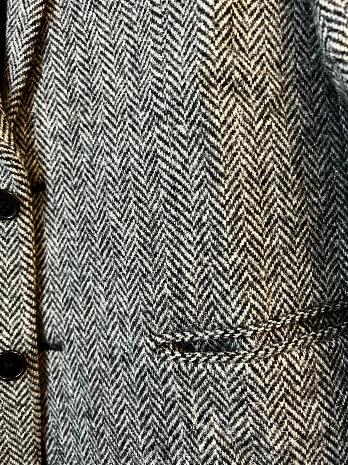 Saint Laurent FW15 Grey Herringbone Lambskin Patched Jacket by Hedi Slimane