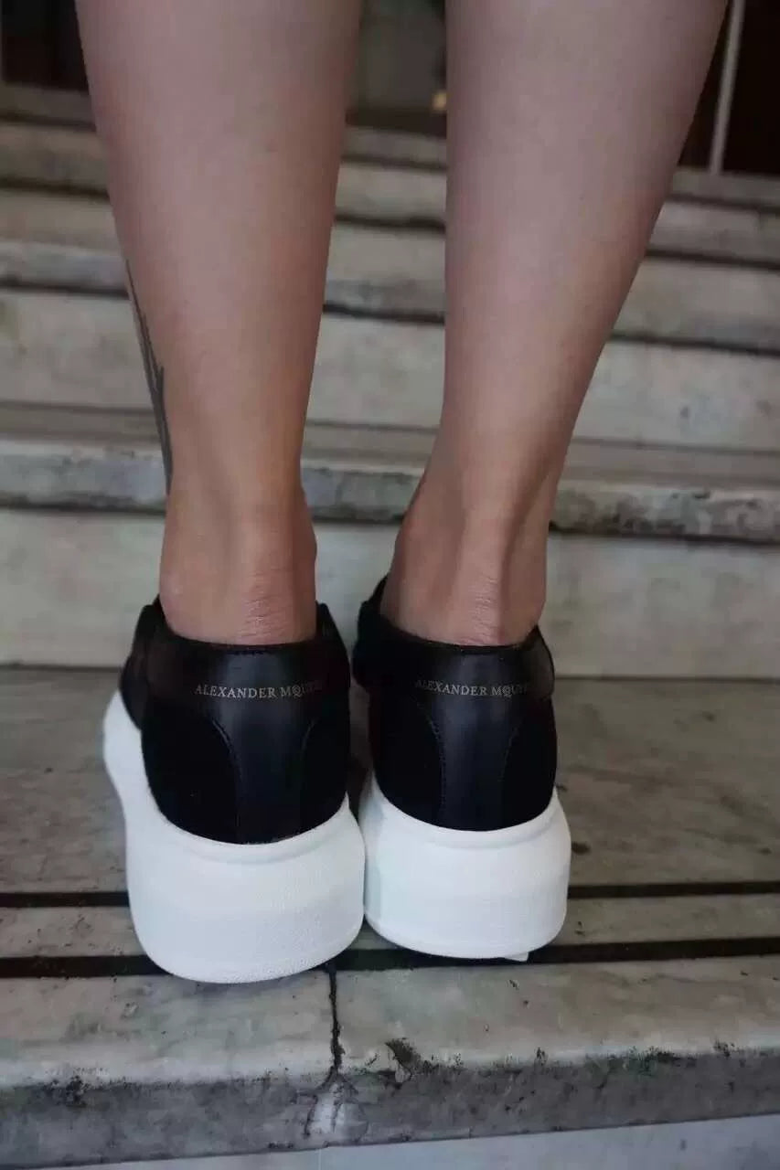 Alexander McQueen FW16 Black Embroidered Moth Platform Sneakers