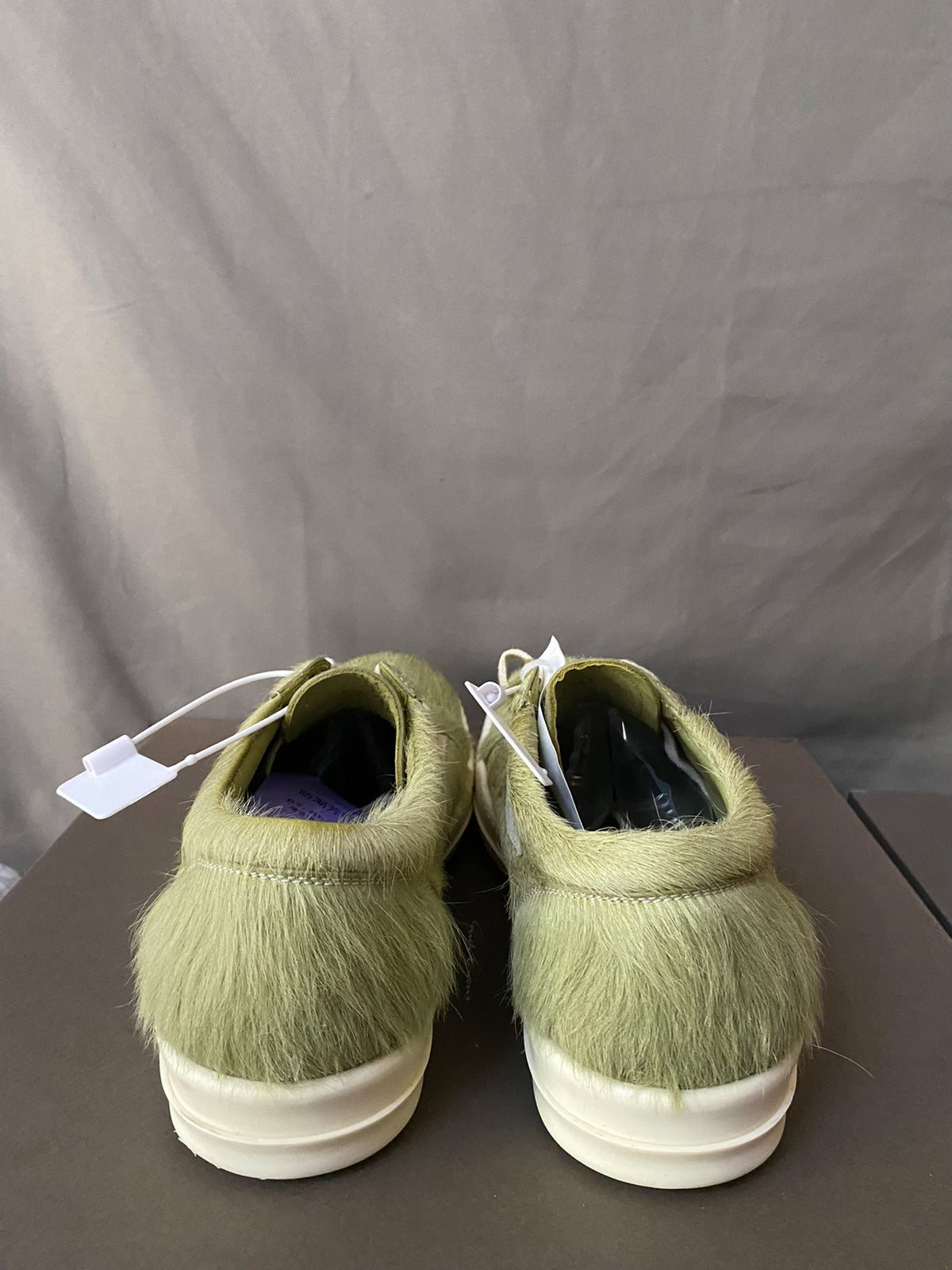 Rick Owens mainline green horsehair sneakers