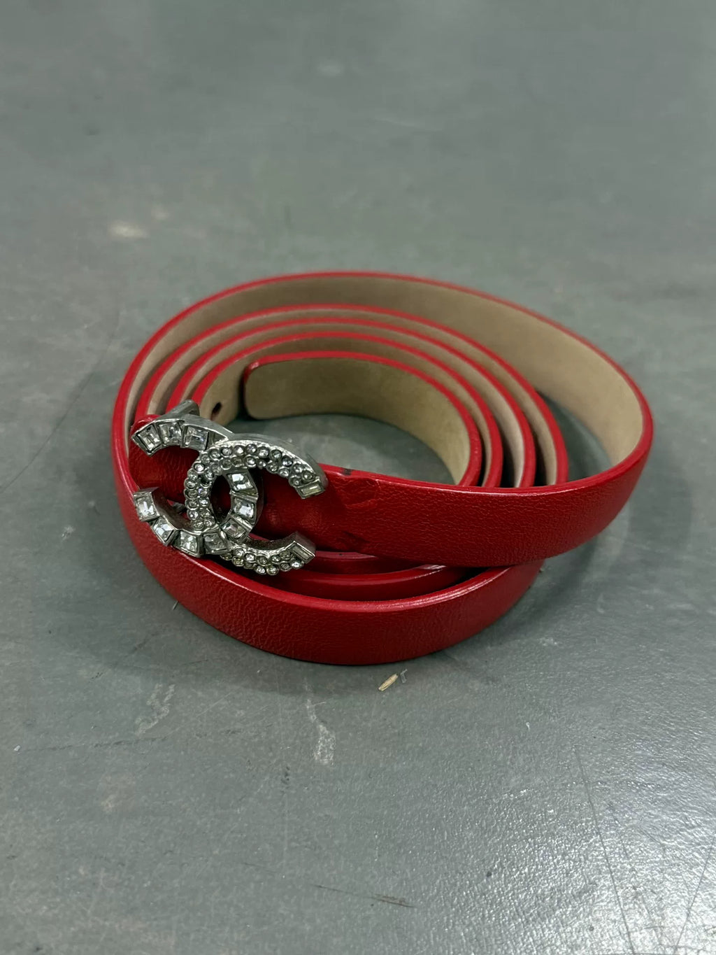 Chanel Red Cowhide Double C Jewelry Series Belt