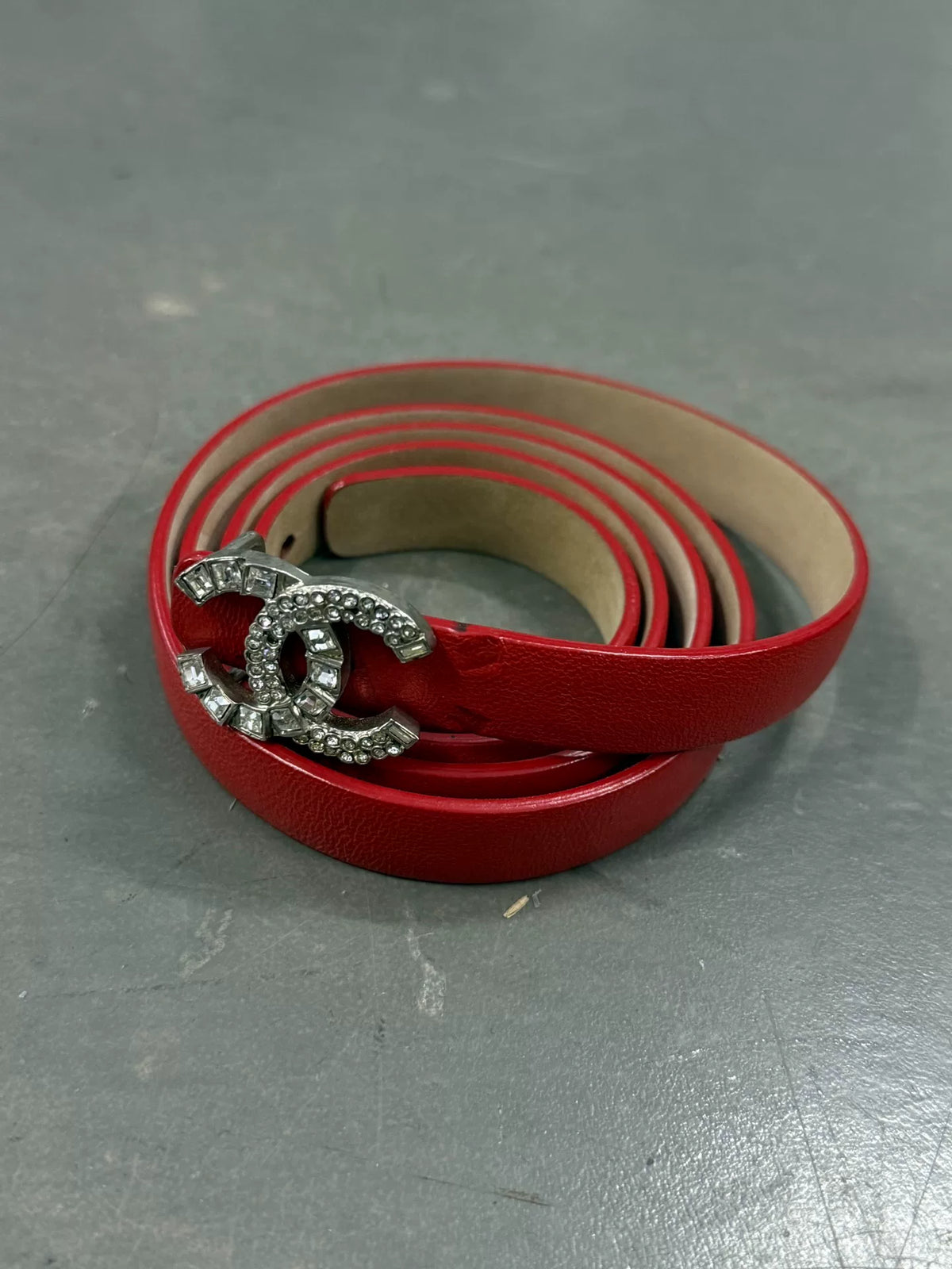 Chanel Red Cowhide Double C Jewelry Series Belt
