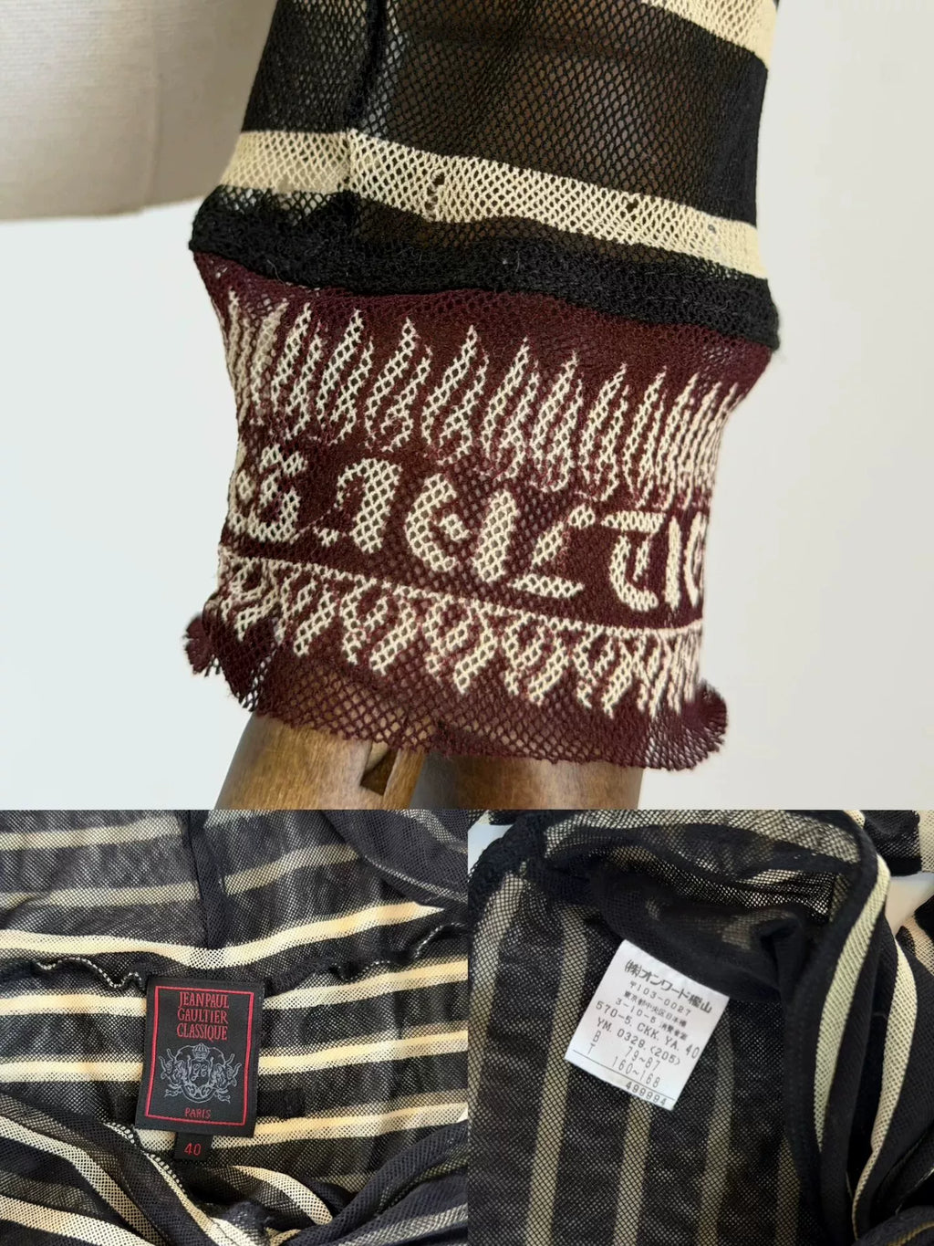 Jean Paul Gaultier Vintage Mesh Striped Top