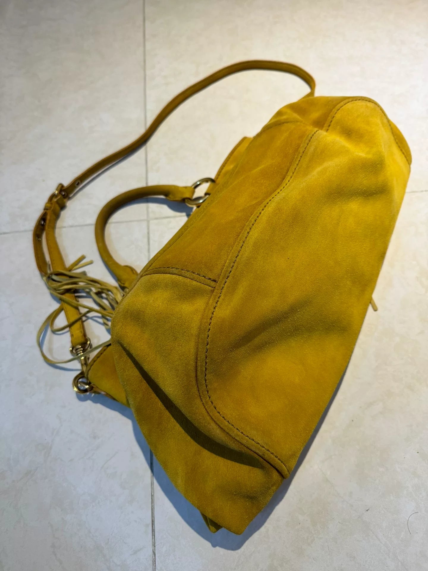 MiuMiu Glace Calf Tassel Suede Crossbody Bag
