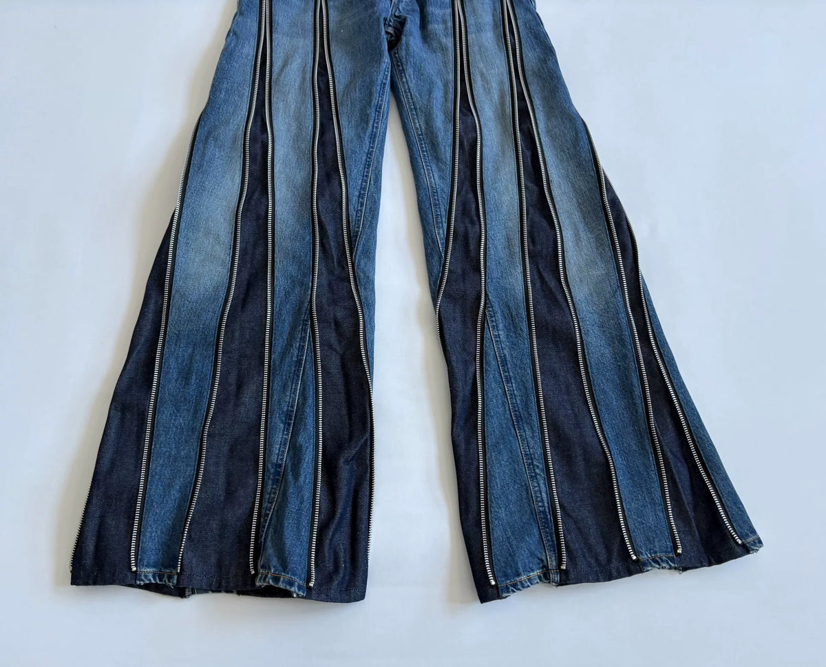JUNYA WATANABE premium deconstructed irregular‑shape zipper denim pants