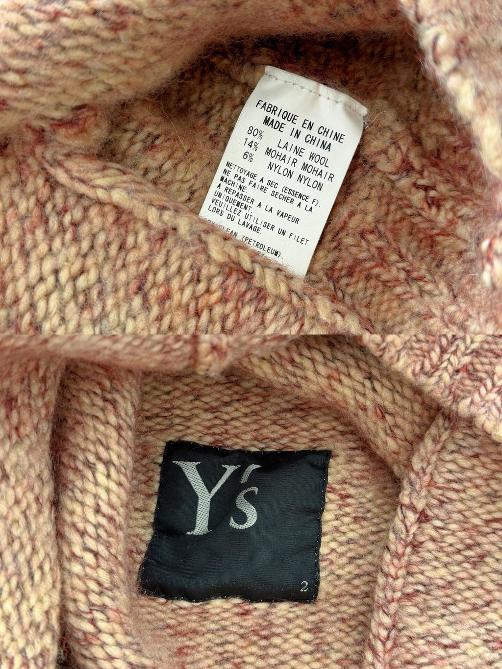 Yohji Yamamoto Y's Mixed Color Cuffed Wool Knit Pink Top - Devines