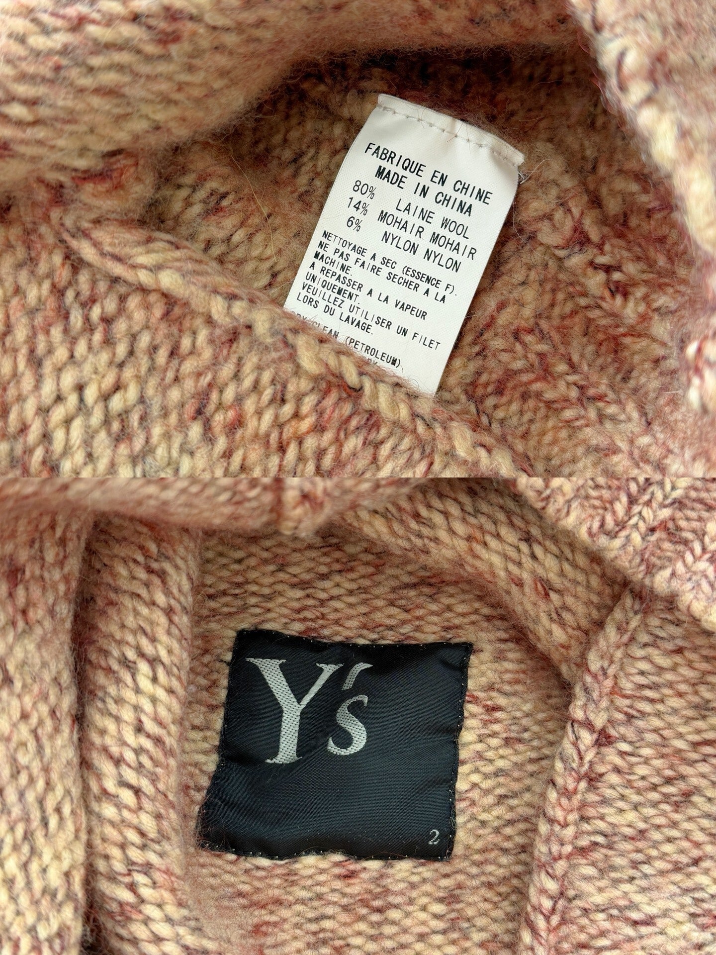 Yohji Yamamoto Y's Mixed Color Cuffed Wool Knit Pink Top - Devines