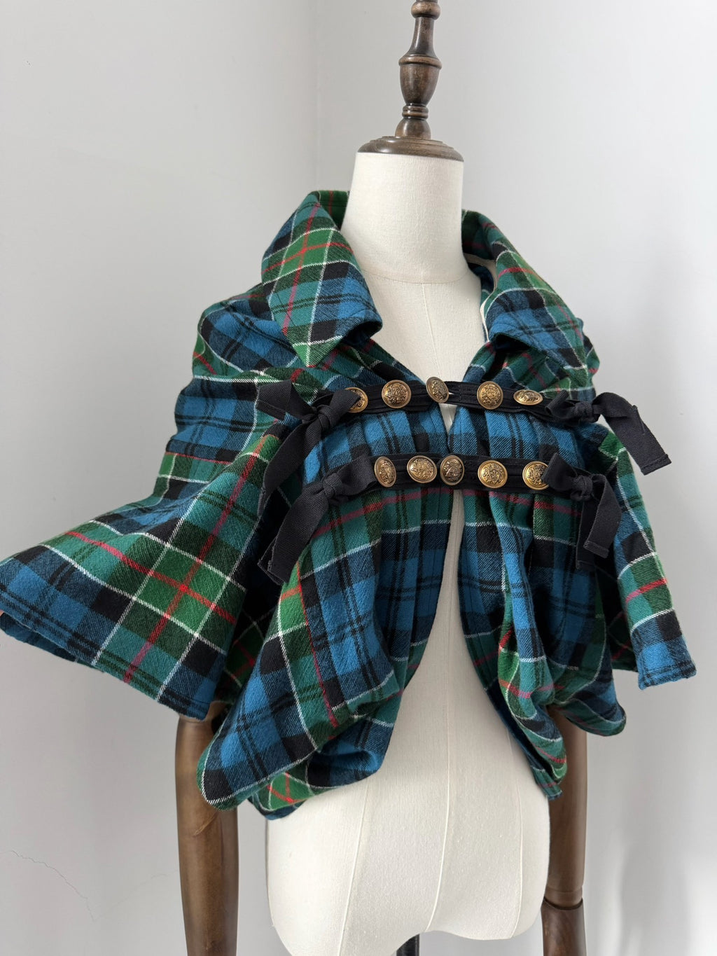 Comme Des Garcons Plaid Top Wool Cape Coat